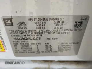 2016 Buick Enclave Leather with VIN 5GAKVBKD4GJ121741, listed as a IAAI auction lot 41774562 with 144,946 mi miles and . Bid and sale history available at carsss.com. Image 9.