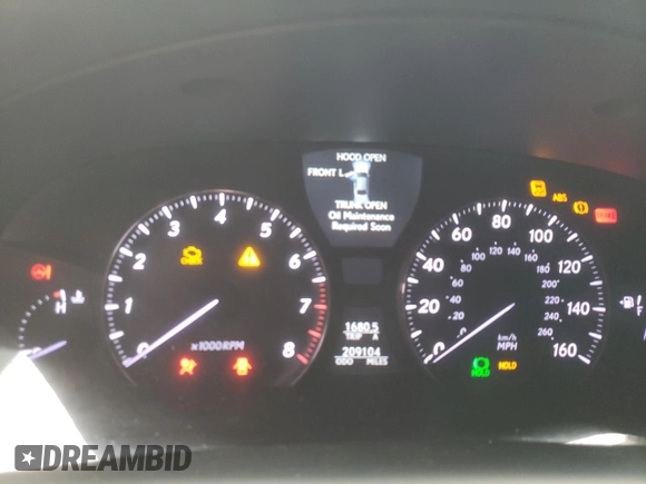 2009 Lexus LS 460 with VIN JTHBL46F195089613, listed as a Copart auction lot 47802535 with 209,104 mi miles and Salvage title. Bid and sale history available at DreamBid. Image 9.