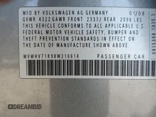 2008 Volkswagen GTI z VIN WVWHV71K98W216614, wystawiony jako Copart lot #50588645 z przebiegiem 272 440 mil mil oraz Szkoda całkowita • Salvage title. Historia ofert i sprzedaży dostępna na DreamBid. Obrazek 14.