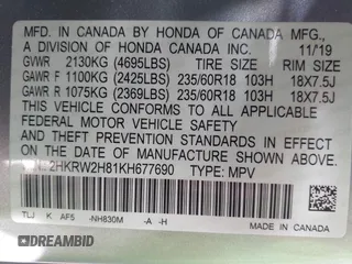 2019 Honda CR-V EX-L with VIN 2HKRW2H81KH677690, listed as a IAAI auction lot 41924225 with 39,227 mi miles and . Bid and sale history available at carsss.com. Image 9.