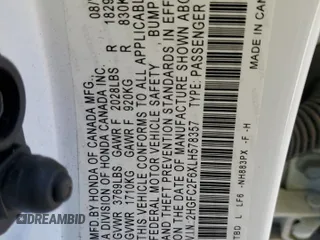 2020 Honda Civic LX z VIN 2HGFC2F6XLH578357, wystawiony jako Copart lot #53574395 z przebiegiem 31 041 mil mil oraz Szkoda całkowita • Salvage title. Historia ofert i sprzedaży dostępna na DreamBid. Obrazek 12.