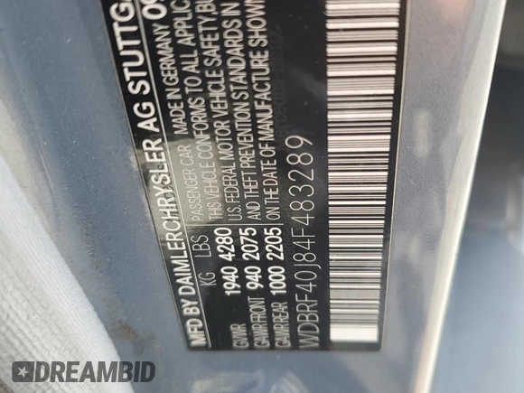 2004 Mercedes-Benz C 230 Kompressor with VIN WDBRF40J84F483289, listed as a Copart auction lot 60732195 with 109,846 mi miles and Clean title. Bid and sale history available at DreamBid. Image 12.
