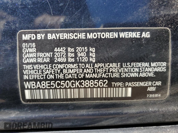 2016 BMW 3 Series 328d z VIN WBA8E5C50GK388562, wystawiony jako Copart lot #69833464 z przebiegiem 93 762 mil mil oraz Czysty tytuł • Clean title. Historia ofert i sprzedaży dostępna na DreamBid. Obrazek 12.
