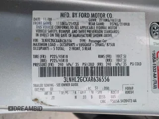 2010 Lincoln MKZ with VIN 3LNHL2GCXAR636556, listed as a IAAI auction lot 42074304 with 114,003 mi miles and . Bid and sale history available at carsss.com. Image 9.