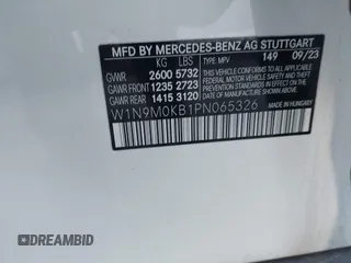 2023 Mercedes-Benz EQB 300 z VIN W1N9M0KB1PN065326, wystawiony jako IAAI lot #41074399 z przebiegiem 11 421 mil mil oraz . Historia ofert i sprzedaży dostępna na DreamBid. Obrazek 8.