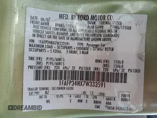 2007 Ford Focus S с VIN 1FAFP34NX7W333591, выставлен на аукционе Copart как лот 59693235 с пробегом 225 632 миль миль и Списание • Salvage title. История ставок и продаж доступна на DreamBid. Изображение 12.