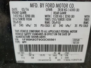 2016 Ford Explorer Sport with VIN 1FM5K8GT9GGC65561, listed as a Copart auction lot 47173015 with 157,418 mi miles and Clean Title. Bid and sale history available at DreamBid. Image 14.
