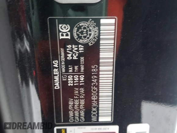2016 Mercedes-Benz E-Class E 400 with VIN WDDKJ6HB0GF349185, listed as a Copart auction lot 36039223 with 148,989 mi miles. Bid and sale history available at carsss.com. Image 13.