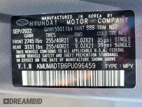2023 Genesis GV70 2.5T with VIN KMUMADTB6PU096459, listed as a Copart auction lot 60824135 with 29,743 mi miles and Salvage title. Bid and sale history available at DreamBid. Image 14.