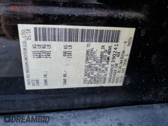 2018 Nissan Maxima Platinum with VIN 1N4AA6APXJC390241, listed as a Copart auction lot 40622004 with 76,879 mi miles and Salvage Title. Bid and sale history available at DreamBid. Image 12.