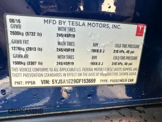 2016 Tesla Model S 90D with VIN 5YJSA1E29GF153669, listed as a Copart auction lot 63765555 with 87,476 mi miles and Clean title. Bid and sale history available at DreamBid. Image 10.
