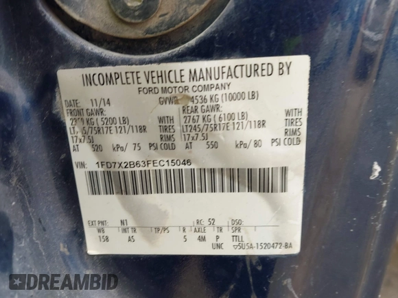 2015 Ford F-250 XL с VIN 1FD7X2B63FEC15046, выставлен на аукционе IAAI как лот 41502647 с пробегом 267 584 миль миль и . История ставок и продаж доступна на DreamBid. Изображение 9.