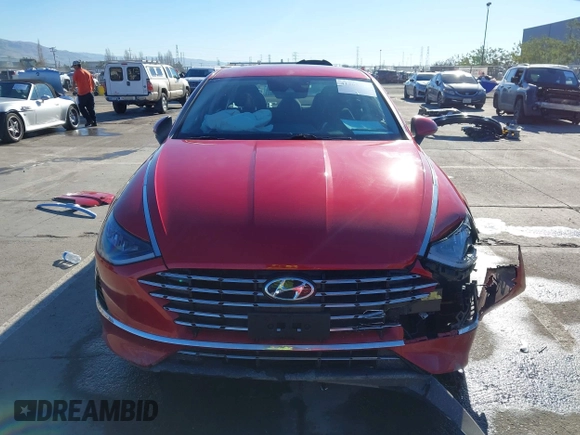 2020 Hyundai Sonata Hybrid Blue with VIN KMHL24JJ1LA009550, listed as a IAAI auction lot 41265226 with 85,347 mi miles. Bid and sale history available at carsss.com. Image 13.