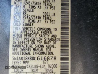 2008 Nissan Pathfinder S z VIN 5N1AR18B88C616878, wystawiony jako Copart lot #48497825 z przebiegiem 219 611 mil mil oraz Szkoda całkowita • Salvage title. Historia ofert i sprzedaży dostępna na DreamBid. Obrazek 15.