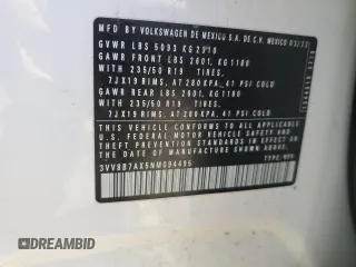 2022 Volkswagen Tiguan SE R-Line Black z VIN 3VV8B7AX5NM094495, wystawiony jako Copart lot #48711895 z przebiegiem 42 336 mil mil oraz Szkoda całkowita • Salvage title. Historia ofert i sprzedaży dostępna na DreamBid. Obrazek 13.