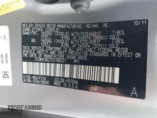 2012 Toyota Sienna LE AAS with VIN 5TDKK3DC7CS196531, listed as a IAAI auction lot 42279383 with 121,633 mi miles and . Bid and sale history available at DreamBid. Image 9.