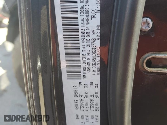 2016 Ram 2500 Tradesman with VIN 3C6UR5HJXGG187746, listed as a Copart auction lot 44935654 with 198,311 mi miles and Salvage title. Bid and sale history available at DreamBid. Image 12.