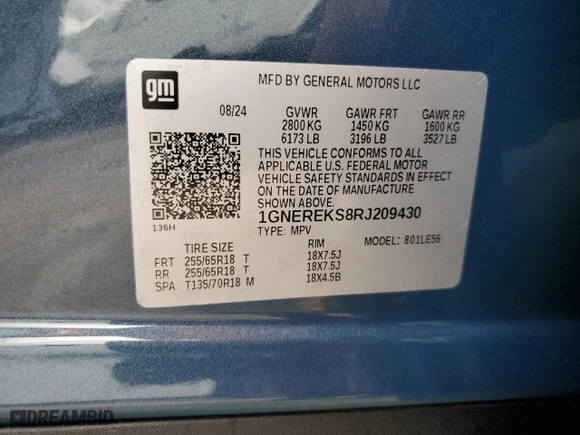 2024 Chevrolet Traverse FWD LS with VIN 1GNEREKS8RJ209430, listed as a Copart auction lot 74665184 with 1,709 mi miles and Salvage Title. Bid and sale history available at carsss.com. Image 15.