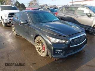 2017 Infiniti Q50 Red Sport 400 with VIN JN1FV7AR1HM871708, listed as a IAAI auction lot 41426763 with 92,582 mi miles. Bid and sale history available at carsss.com. Image 1.