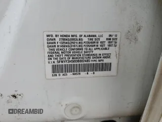 2013 Honda Pilot EX-L с VIN 5FNYF3H50DB002485, выставлен на аукционе Copart как лот 59740245 с пробегом 133 901 миль миль и Списание • Salvage title. История ставок и продаж доступна на DreamBid. Изображение 12.