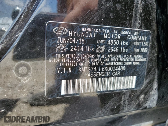2019 Genesis G70 Advanced с VIN KMTG74LE6KU014488, выставлен на аукционе Copart как лот 56148175 с пробегом 188 469 миль миль и Списание • Salvage title. История ставок и продаж доступна на DreamBid. Изображение 12.