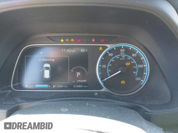 2020 Nissan LEAF SV with VIN 1N4AZ1CP4LC307981, listed as a IAAI auction lot 42068236 with 32,488 mi miles and . Bid and sale history available at DreamBid. Image 7.