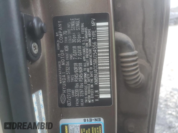 2011 Hyundai Veracruz Limited z VIN KM8NU4CC5BU154556, wystawiony jako Copart lot #85050174 z przebiegiem 155 738 mil mil oraz Szkoda całkowita • Salvage title. Historia ofert i sprzedaży dostępna na DreamBid. Obrazek 15.