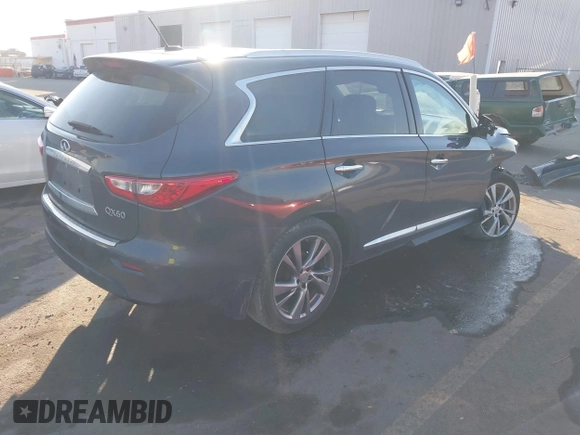 2014 Infiniti QX60 with VIN 5N1AL0MM5EC543581, listed as a IAAI auction lot 41336591 with 116,271 mi miles and . Bid and sale history available at DreamBid. Image 4.
