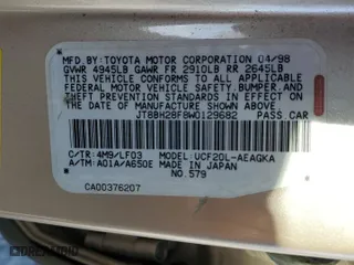 1998 Lexus LS 400 Luxury Sdn with VIN JT8BH28F8W0129682, listed as a Copart auction lot 86020214 with 132,732 mi miles and Salvage Title. Bid and sale history available at carsss.com. Image 14.