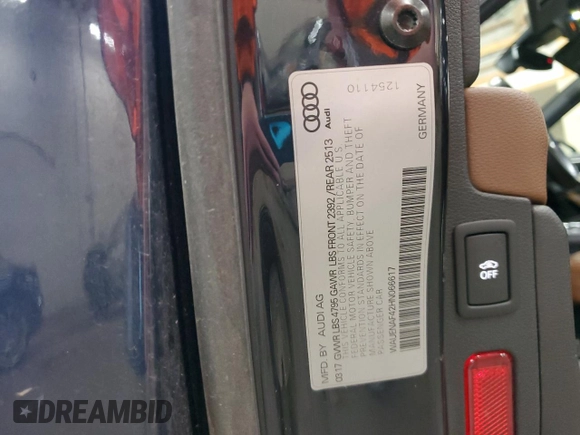 2017 Audi A4 Premium Plus с VIN WAUENAF42HN066617, выставлен на аукционе Copart как лот 56298055 с пробегом 91 271 миль миль и Списание • Salvage title. История ставок и продаж доступна на DreamBid. Изображение 12.
