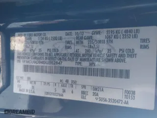 2013 Ford Escape SE with VIN 1FMCU9G94DUB62847, listed as a IAAI auction lot 41451560 with 139,825 mi miles. Bid and sale history available at carsss.com. Image 9.
