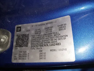 2020 Chevrolet Colorado 4WD Work Truck with VIN 1GCGTBEN3L1162483, listed as a IAAI auction lot 41629658 with 74,416 mi miles and . Bid and sale history available at DreamBid. Image 9.