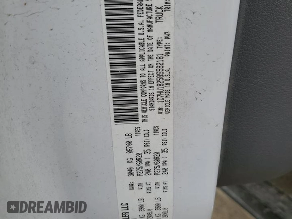 2008 Dodge 1500 SLT with VIN 1D7HU18258S592181, listed as a Copart auction lot 52978915 with 123,303 mi miles and Salvage Title. Bid and sale history available at DreamBid. Image 12.