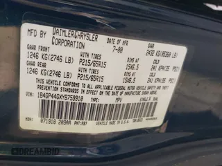 2000 Dodge Caravan SE z VIN 1B4GP44GXYB759910, wystawiony jako IAAI lot #40764911 z przebiegiem 167 315 mil mil oraz . Historia ofert i sprzedaży dostępna na DreamBid. Obrazek 9.