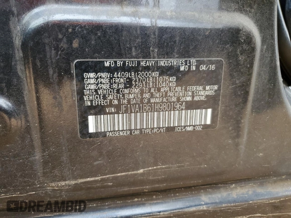 2017 Subaru WRX z VIN JF1VA1B61H9801964, wystawiony jako Copart lot #49092125 z przebiegiem 146 046 mil mil oraz Czysty tytuł • Clean title. Historia ofert i sprzedaży dostępna na DreamBid. Obrazek 13.