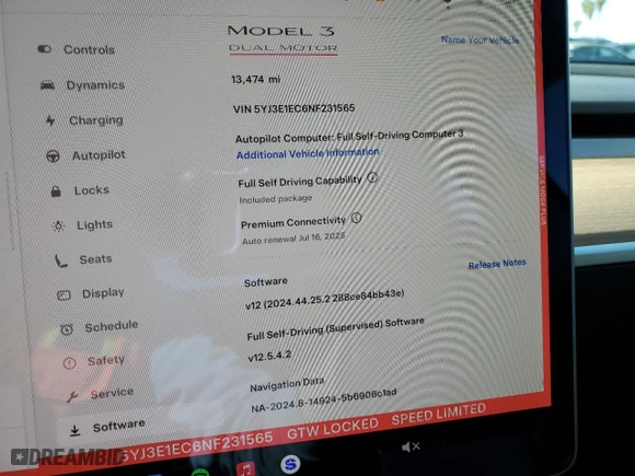 2022 Tesla Model 3 Performance with VIN 5YJ3E1EC6NF231565, listed as a Copart auction lot 46469295 with 13,474 mi miles and Salvage Title. Bid and sale history available at carsss.com. Image 9.