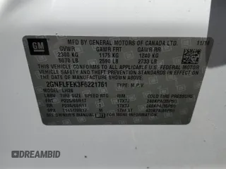 2015 Chevrolet Equinox LT with VIN 2GNFLFEK3F6221761, listed as a Copart auction lot 61565664 with 126,643 mi miles and Salvage Title. Bid and sale history available at carsss.com. Image 12.