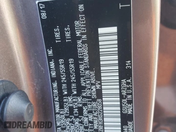 2017 Toyota Highlander Limited with VIN 5TDYZRFH3HS228058, listed as a Copart auction lot 62034005 with 140,250 mi miles and Salvage title. Bid and sale history available at DreamBid. Image 13.