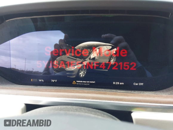 2022 Tesla Model S with VIN 5YJSA1E51NF472152, listed as a IAAI auction lot 42625943 with 60,290 mi miles and . Bid and sale history available at DreamBid. Image 7.