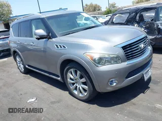 2011 Infiniti QX56 8-passenger with VIN JN8AZ2ND2B9701515, listed as a IAAI auction lot 42562188 with 57,843 mi miles and . Bid and sale history available at DreamBid. Image 1.