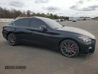 2022 Infiniti Q50 Red Sport 400 with VIN JN1FV7DR1NM390364, listed as a Copart auction lot 80071284 with 12,730 mi miles and Non repairable. Bid and sale history available at DreamBid. Image 4.