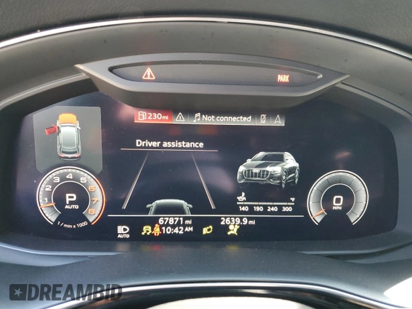 2019 Audi Q8 Premium Plus z VIN WA1EVAF10KD006691, wystawiony jako Copart lot #54116275 z przebiegiem 67 871 mil mil oraz Szkoda całkowita • Salvage title. Historia ofert i sprzedaży dostępna na DreamBid. Obrazek 9.