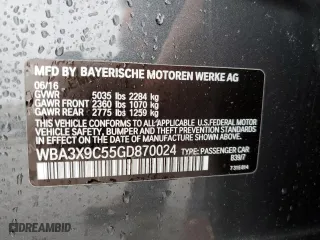 2016 BMW 3 Series Gran Turismo 335i xDrive with VIN WBA3X9C55GD870024, listed as a Copart auction lot 48815975 with 43,554 mi miles and Salvage Title. Bid and sale history available at carsss.com. Image 12.