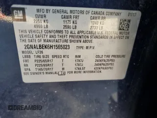 2017 Chevrolet Equinox LS z VIN 2GNALBEK6H1565023, wystawiony jako Copart lot #52769845 z przebiegiem 110 723 mil mil oraz Szkoda całkowita • Salvage title. Historia ofert i sprzedaży dostępna na DreamBid. Obrazek 12.