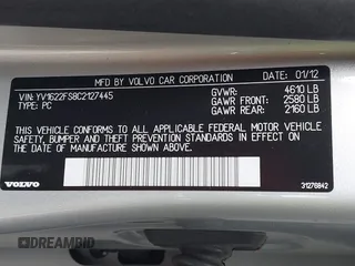 2012 Volvo S60 T5 with VIN YV1622FS8C2127445, listed as a IAAI auction lot 42408477 with 166,124 mi miles and . Bid and sale history available at DreamBid. Image 9.