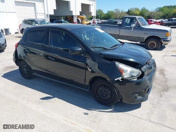 2015 Mitsubishi Mirage DE with VIN ML32A3HJ3FH058864, listed as a IAAI auction lot 41808337 with 160,185 mi miles. Bid and sale history available at carsss.com. Image 1.