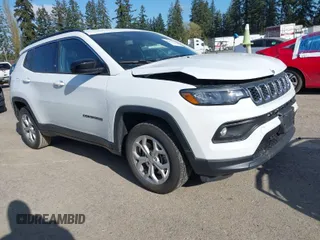 2024 Jeep Compass Latitude with VIN 3C4NJDBN1RT118139, listed as a IAAI auction lot 42053643 with 19,645 mi miles. Bid and sale history available at carsss.com. Image 1.