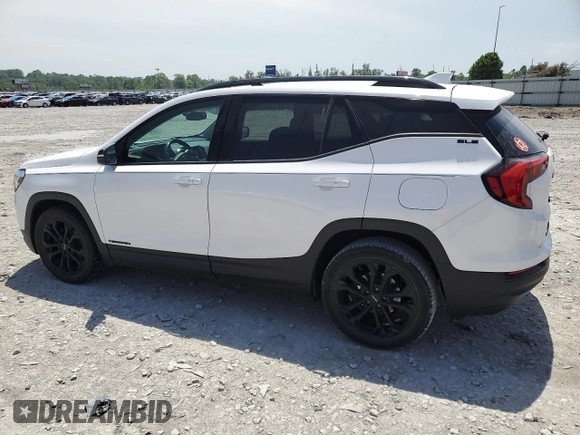 2021 GMC Terrain SLE with VIN 3GKALMEV4ML322886, listed as a Copart auction lot 56887755 with 76,846 mi miles and Salvage title. Bid and sale history available at DreamBid. Image 2.
