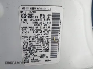 2019 Nissan Rogue SV with VIN JN8AT2MT4KW255007, listed as a IAAI auction lot 42066613 with 106,699 mi miles and . Bid and sale history available at DreamBid. Image 9.