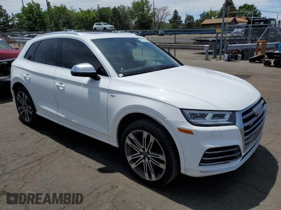 2018 Audi SQ5 Premium Plus with VIN WA1A4AFY6J2009863, listed as a Copart auction lot 56418064 with 76,666 mi miles and Salvage Title. Bid and sale history available at DreamBid. Image 4.